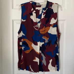 Loft Colorful Sleeveless Split Front Printed Top